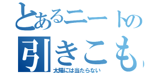 とあるニートの引きこもり記録（太陽には当たらない）