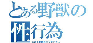 とある野獣の性行為（とある野獣のホモセックス）