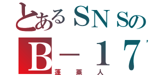 とあるＳＮＳのＢ－１７（蓬莱人）