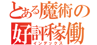 とある魔術の好評稼働中（インデックス）