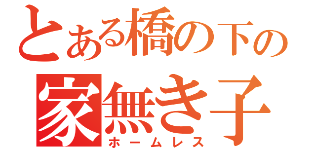 とある橋の下の家無き子（ホームレス）