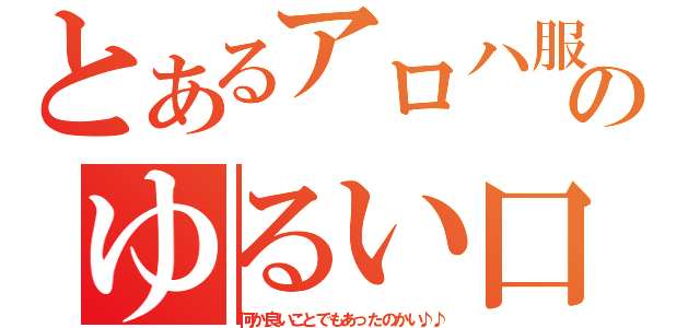 とあるアロハ服のゆるい口癖（何か良いことでもあったのかい♪♪）