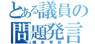 とある議員の問題発言（橋本琴絵）