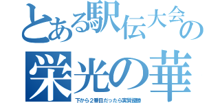 とある駅伝大会の栄光の華（下から２番目だったら実質優勝）