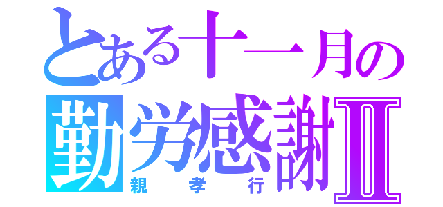 とある十一月の勤労感謝Ⅱ（親孝行）