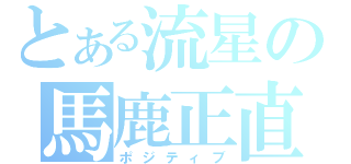 とある流星の馬鹿正直（ポジティブ）