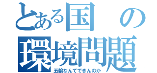 とある国の環境問題（五輪なんてできんのか）