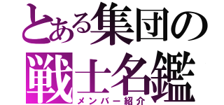 とある集団の戦士名鑑（メンバー紹介）