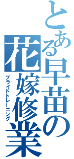 とある早苗の花嫁修業（ブライドトレーニング）