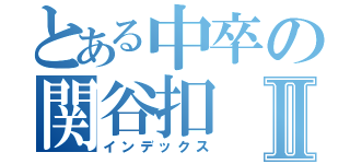 とある中卒の関谷扣Ⅱ（インデックス）