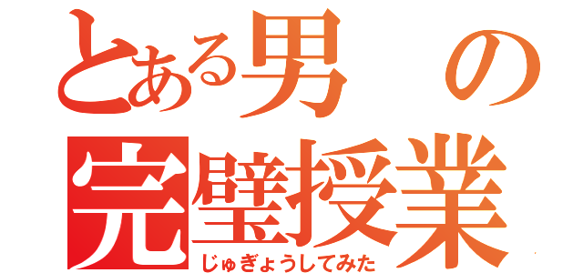 とある男の完璧授業（じゅぎょうしてみた）