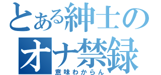 とある紳士のオナ禁録（意味わからん）