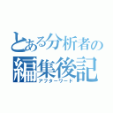 とある分析者の編集後記（アフターワード）