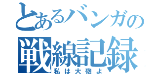 とあるバンガの戦線記録（私は大砲よ）