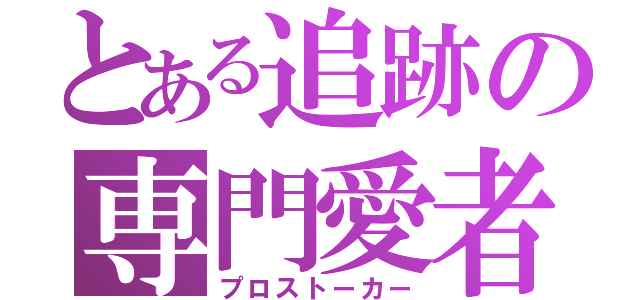 とある追跡の専門愛者（プロストーカー）