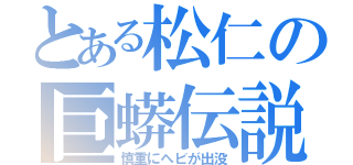 とある松仁の巨蟒伝説（慎重にヘビが出没）