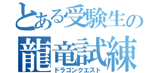 とある受験生の龍竜試練（ドラゴンクエスト）