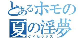 とあるホモの夏の淫夢（ゲイセックス）