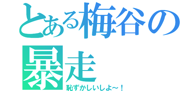 とある梅谷の暴走（恥ずかしいしよ～！）