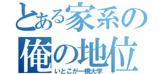 とある家系の俺の地位（いとこが一橋大学）