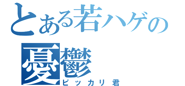 とある若ハゲの憂鬱（ピッカリ君）