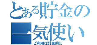 とある貯金の一気使い（ご利用は計画的に）