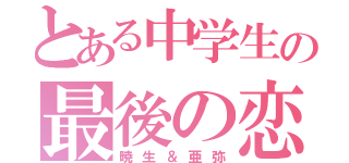 とある中学生の最後の恋（暁生＆亜弥）