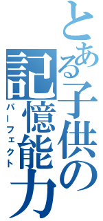 とある子供の記憶能力（パーフェクト）