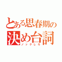 とある思春期の決め台詞（ノックしろ）