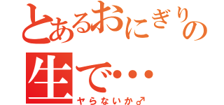 とあるおにぎりの生で…（ヤらないか♂）