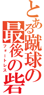 とある蹴球の最後の砦（フォートレス）