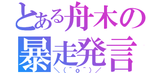 とある舟木の暴走発言（＼（＾ｏ＾）／）