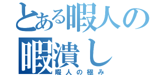 とある暇人の暇潰し（暇人の極み）