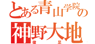 とある青山学院の神野大地（俊足）