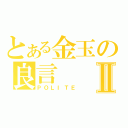 とある金玉の良言Ⅱ（ＰＯＬＩＴＥ）