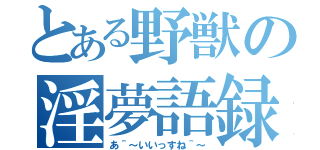 とある野獣の淫夢語録（あ＾～いいっすね＾～）