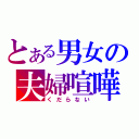 とある男女の夫婦喧嘩（くだらない）