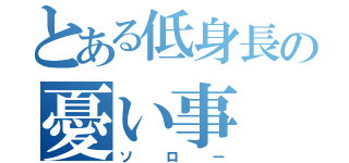 とある低身長の憂い事（ソロー）