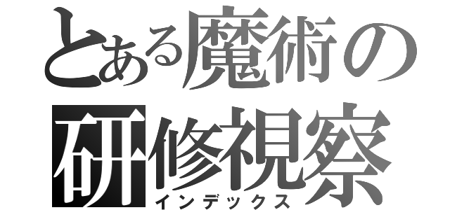 とある魔術の研修視察（インデックス）