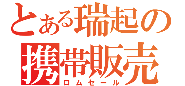 とある瑞起の携帯販売（ロムセール）