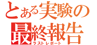 とある実験の最終報告（ラストレポート）