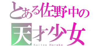 とある佐野中の天才少女（Ｋａｉｔｏｕ Ｈａｒｕｋａ）