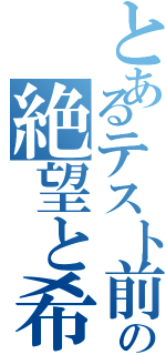 とあるテスト前の絶望と希望Ⅱ（）