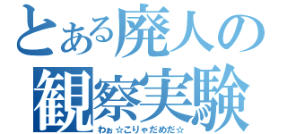 とある廃人の観察実験（わぉ☆こりゃだめだ☆）