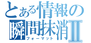 とある情報の瞬間抹消Ⅱ（フォーマット）