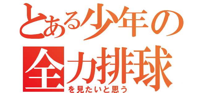 とある少年の全力排球（を見たいと思う）