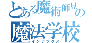 とある魔術師見習いの魔法学校記録（インデックス）