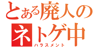 とある廃人のネトゲ中毒（ハラスメント）