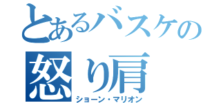 とあるバスケの怒り肩（ショーン・マリオン）