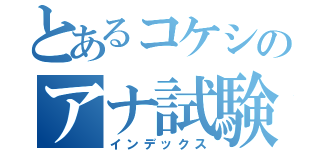 とあるコケシのアナ試験（インデックス）